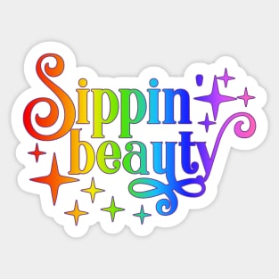 Sippin' Beauty - Rainbow Art - Wine Lovers Sticker